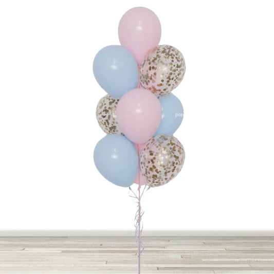 Gender Reveal Confetti Balloon Bouquet - 10 Balloons